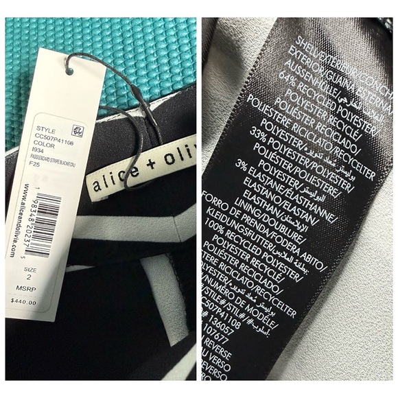 Alice + Olivia Dylan Black Off White Striped Wide Leg Pants - Picture 14 of 15